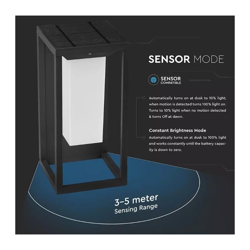 Светодиодный настенный светильник на солнечной батарее с датчиком SAMSUNG CHIP LED/2W/3,7V IP65