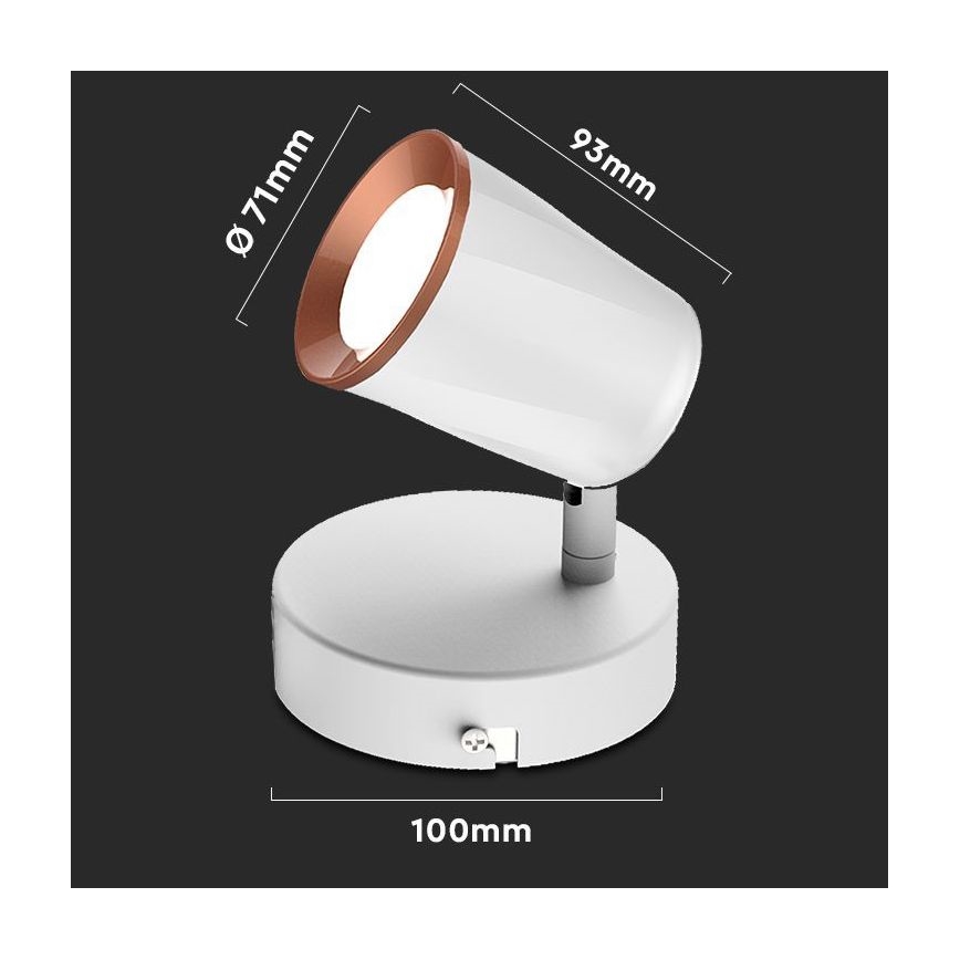 Светодиодный настенный точечный светильник LED/5W/230V 3000K белый
