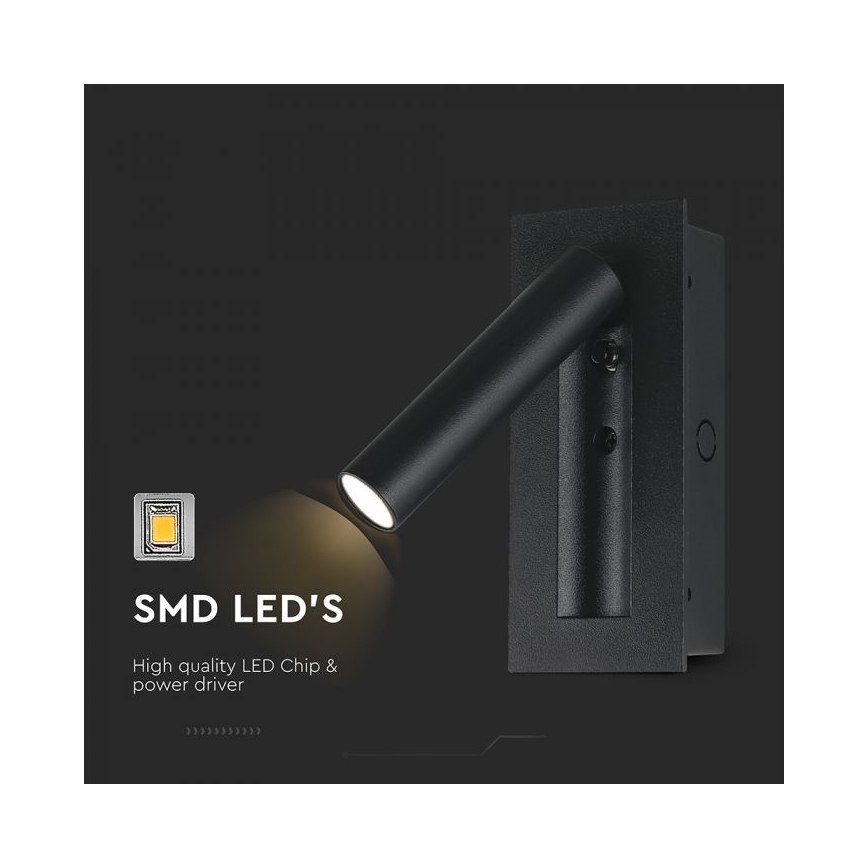 Светодиодный настенный точечный светильник LED/2W/230V 3000K черный