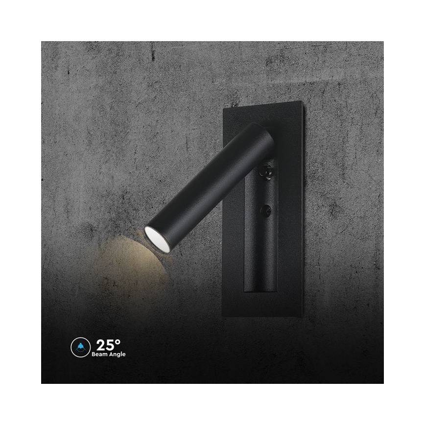 Светодиодный настенный точечный светильник LED/2W/230V 3000K черный