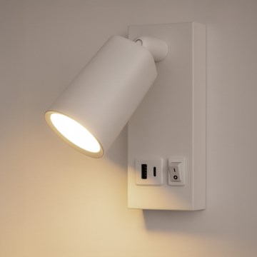 Светодиодный настенный точечный светильник с USB CHARGE LED/5W/230V белый