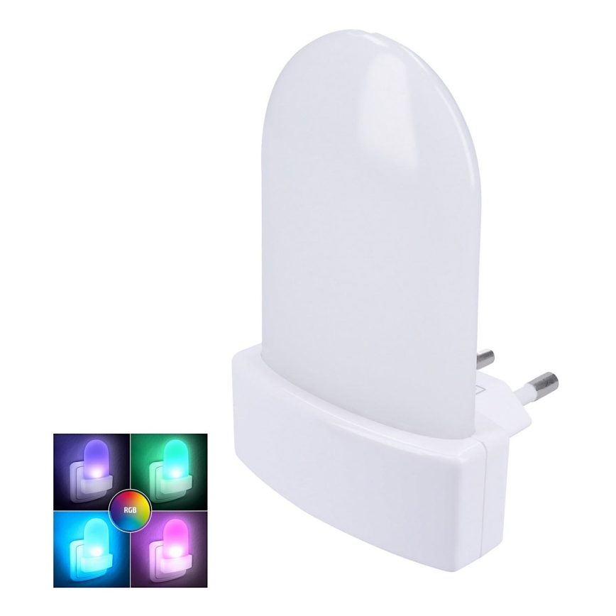 Светодиодный навигационный RGB-светильник в розетку с датчиком LED/0,5W/230V