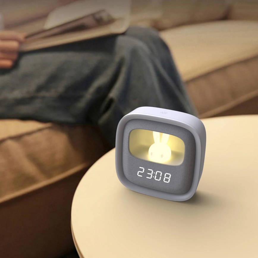 Светодиодный ночник с регулируемой яркостью и будильником BUNNY LED/1,2W/5V 3000K