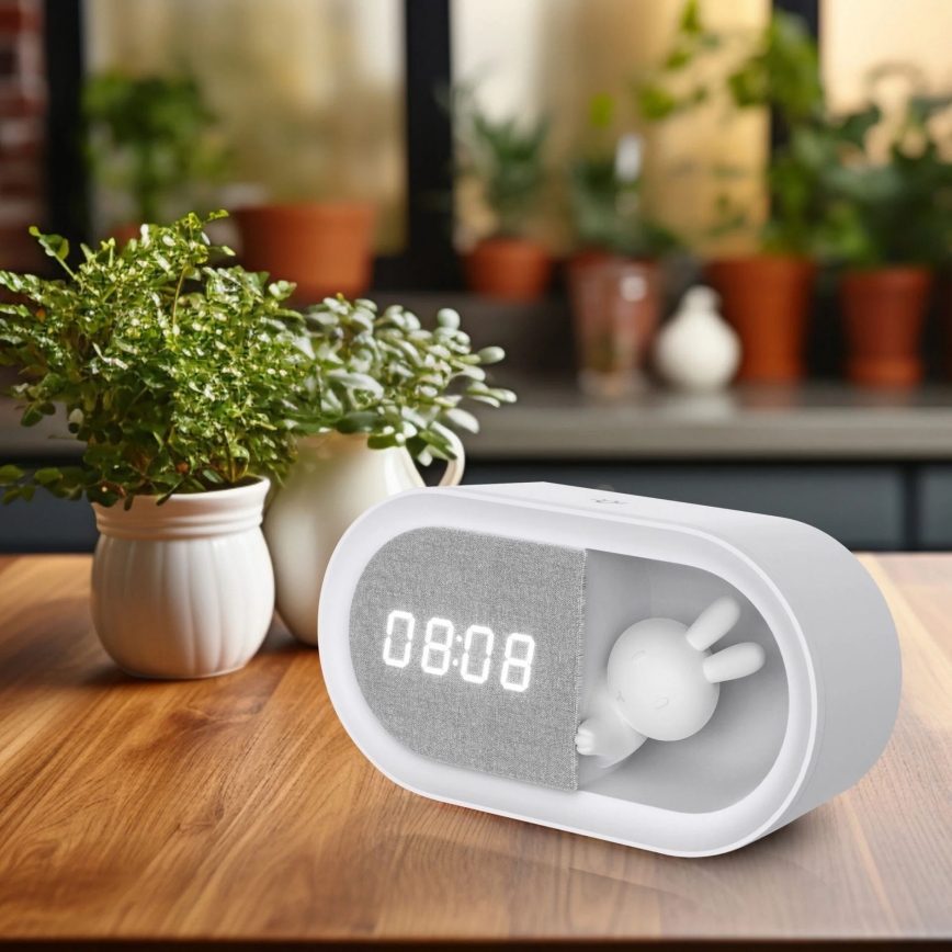 Светодиодный ночник с регулируемой яркостью и будильником BUNNY LED/1,2W/5V 3000K