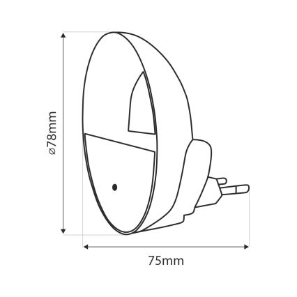 Светодиодный ночник с датчиком освещенности LED/0,5W/230V белый