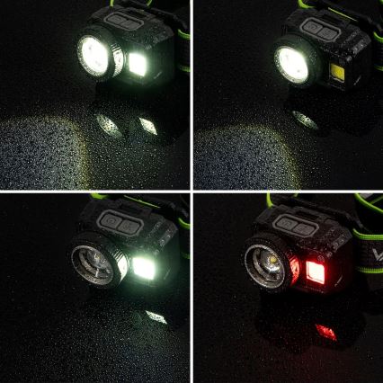 Диммируемый перезаряжаемый налобный фонарь с LED, датчиком и красным режимом LED/6W/5V/3xAAA IP66 500 лм 1200 мА·ч