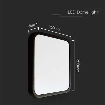 Светодиодный потолочный светильник для ванной комнаты LED/18W/230V 4000K IP44 25x25 см черный