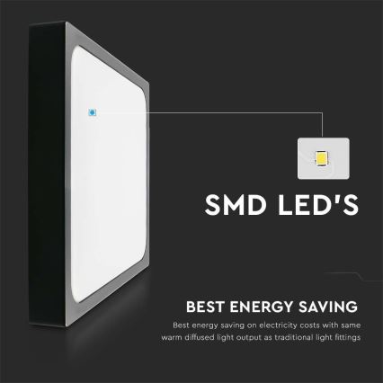 Светодиодный потолочный светильник для ванной комнаты LED/30W/230V 4000K IP44 42x42 см черный