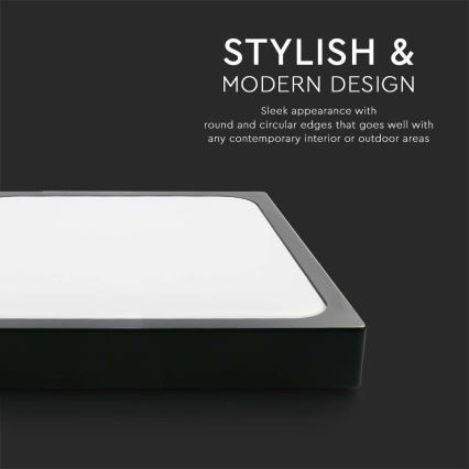 Светодиодный потолочный светильник для ванной комнаты LED/30W/230V 6500K IP44 42x42 см черный