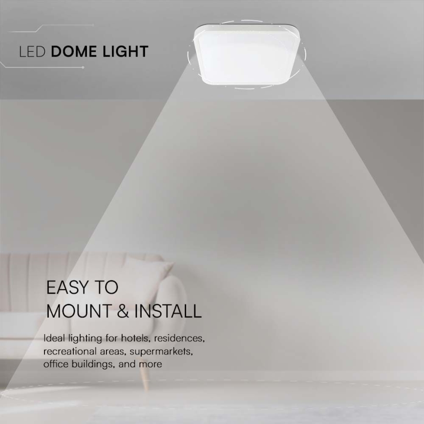 Светодиодный потолочный светильник для ванной комнаты LED/48W/230V 3000K IP44 42x42 cm белая