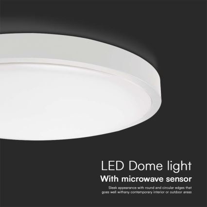 Светодиодный потолочный светильник для ванной комнаты с датчиком LED/18W/230V 3000K IP44 диаметр 29,5 см белый + дистанционное управление