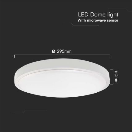Светодиодный потолочный светильник для ванной комнаты с датчиком LED/18W/230V 3000K IP44 диаметр 29,5 см белый + дистанционное управление