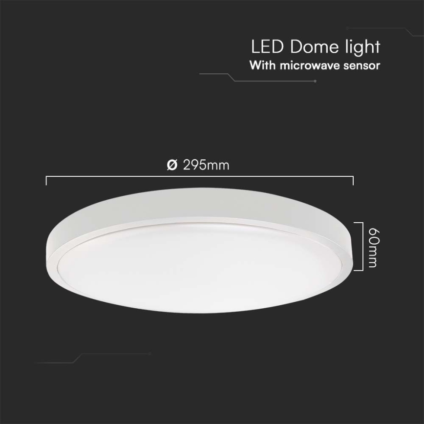 Светодиодный потолочный светильник для ванной комнаты с датчиком LED/18W/230V 3000K IP44 диаметр 29,5 см белый + дистанционное управление