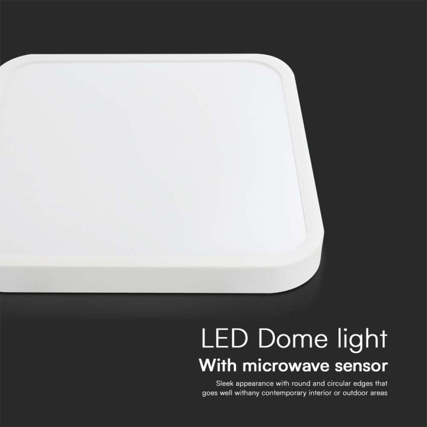 Светодиодный потолочный светильник для ванной комнаты с датчиком LED/18W/230V 4000K IP44 29,5x29,5 см белый + дистанционное управление