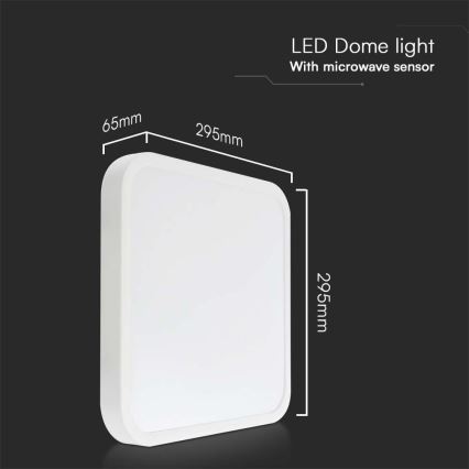Светодиодный потолочный светильник для ванной комнаты с датчиком LED/18W/230V 4000K IP44 29,5x29,5 см белый + дистанционное управление