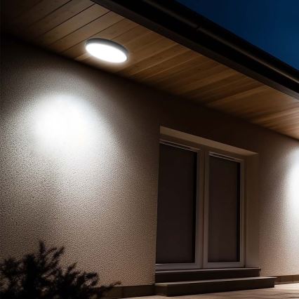 Светодиодный потолочный светильник для ванной комнаты с датчиком LED/18W/230V 4000K IP44 диаметр 29,5 см черный + дистанционное управление