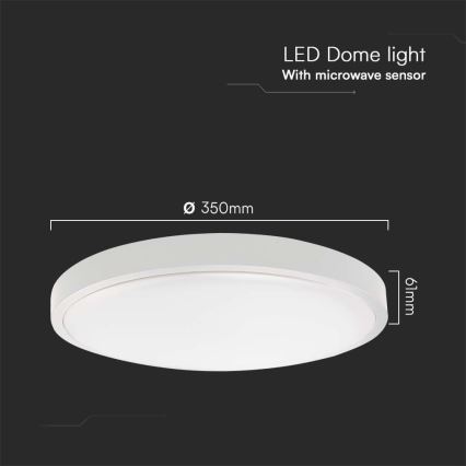 Светодиодный потолочный светильник для ванной комнаты с датчиком LED/24W/230V 3000K IP44 диаметр 35 см белый + дистанционное управление