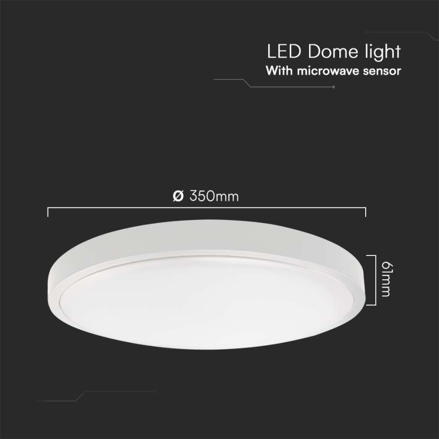 Светодиодный потолочный светильник для ванной комнаты с датчиком LED/24W/230V 3000K IP44 диаметр 35 см белый + дистанционное управление