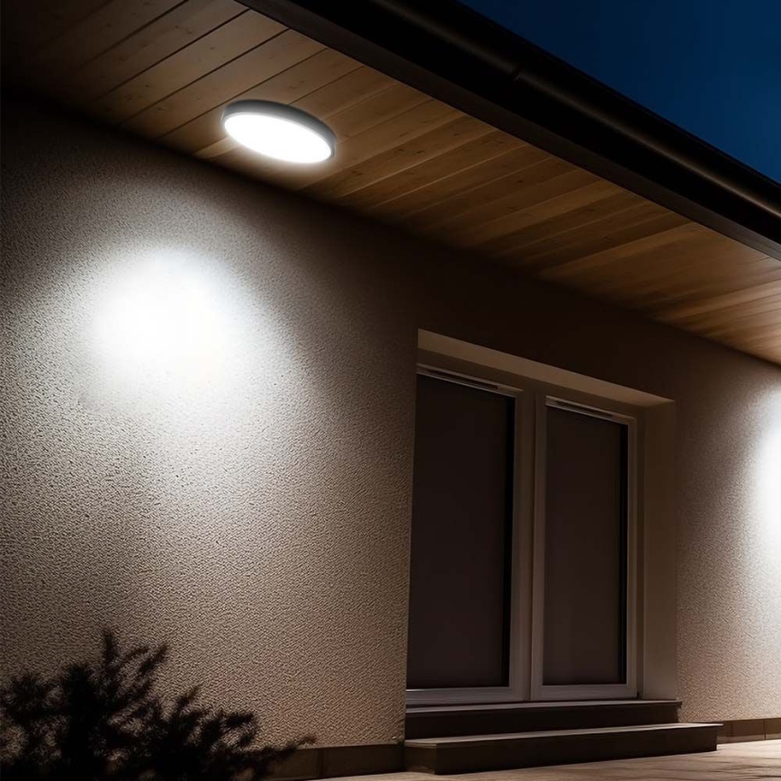 Светодиодный потолочный светильник для ванной комнаты с датчиком LED/24W/230V 4000K IP44 диаметр 35 см черный + дистанционное управление