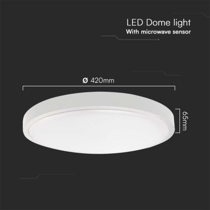 Светодиодный потолочный светильник для ванной комнаты с датчиком LED/36W/230V 4000K IP44 диаметр 42 см белый + дистанционное управление