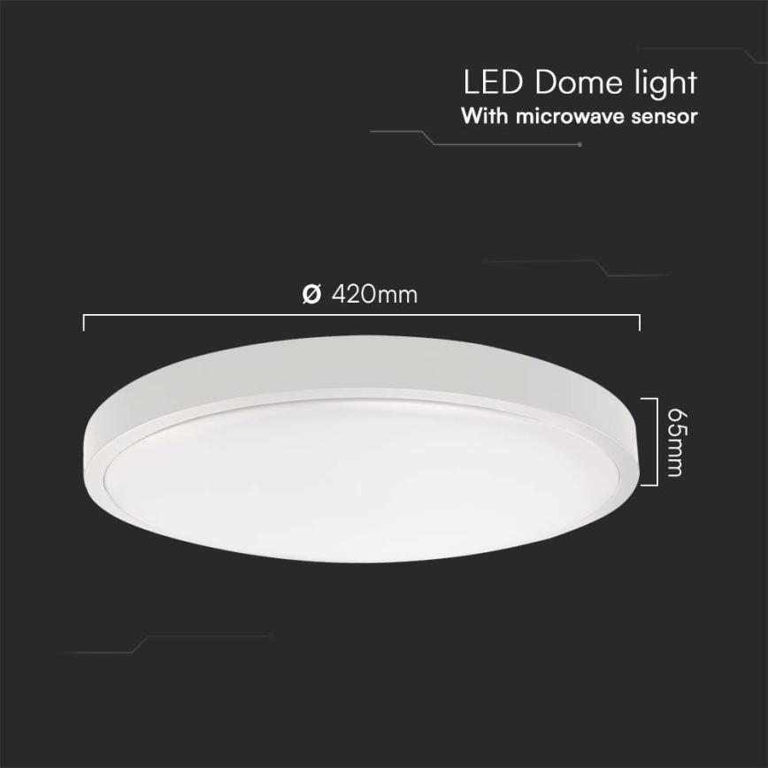 Светодиодный потолочный светильник для ванной комнаты с датчиком LED/36W/230V 4000K IP44 диаметр 42 см белый + дистанционное управление