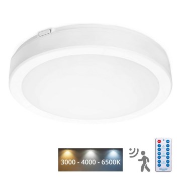 Светодиодный потолочный светильник для ванной комнаты с датчиком NAIROS LED/24W/230V IP65 3000/4000/6500K диаметр 30 см белый + дистанционное управление