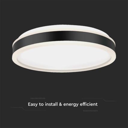 Светодиодный потолочный светильник LED/18W/230V 4000K диаметр 35 см черный