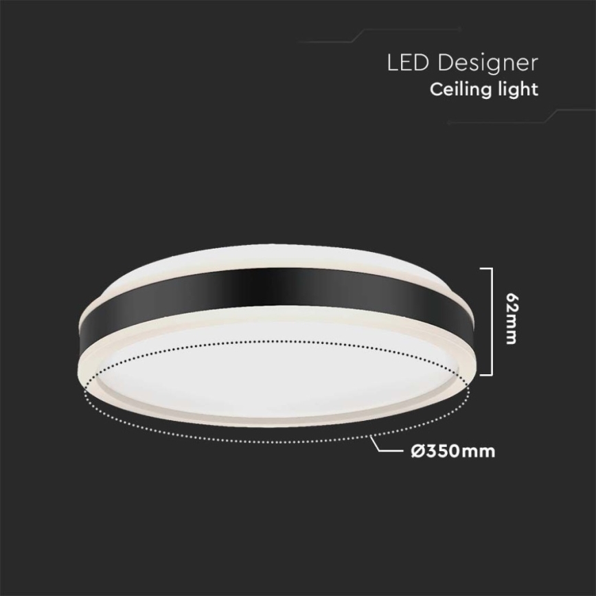 Светодиодный потолочный светильник LED/18W/230V 4000K диаметр 35 см черный