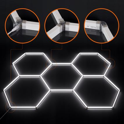 Светодиодный потолочный светильник HEXAGON LED/240W/85-265V 6500K 298x209 см CRI 90 IP44 белый