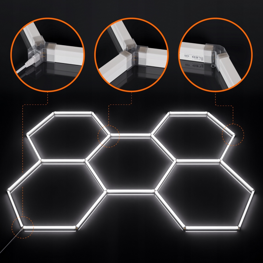 Светодиодный потолочный светильник HEXAGON LED/240W/85-265V 6500K 298x209 см CRI 90 IP44 белый