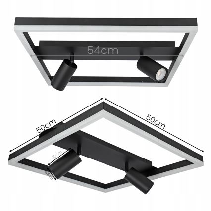 Светодиодный потолочный светильник LED/38W/230V + 2xGU10/30W черный
