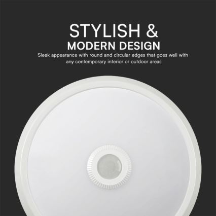 Светодиодный потолочный светильник с датчиком SAMSUNG CHIP LED/12W/230V 3000/4000/6000K диаметр 29 см белый