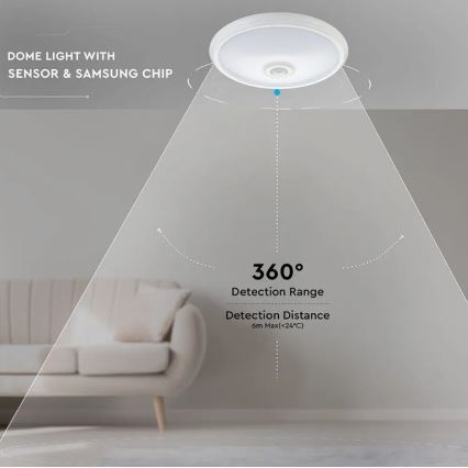 Светодиодный потолочный светильник с датчиком SAMSUNG CHIP LED/12W/230V 6400K диаметр 29 см