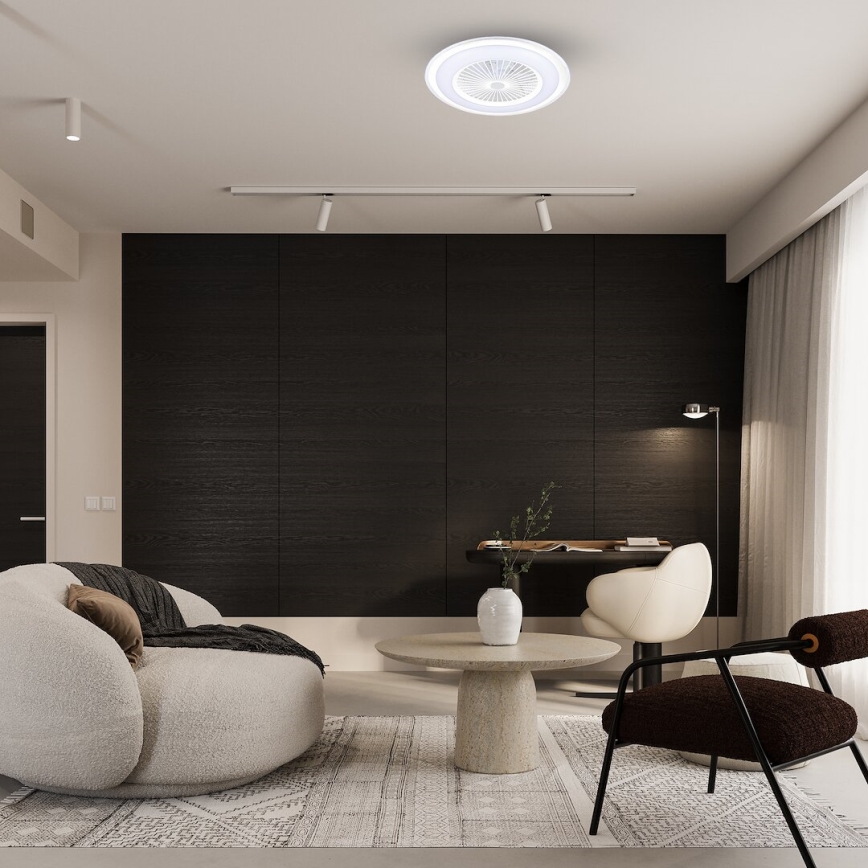 Светодиодный потолочный светильник с регулированием яркости и вентилятором ZONDA LED/48W/230V 3000-6000K белый + дистанционное управление