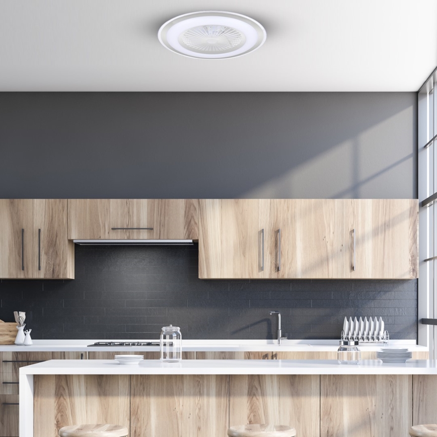 Светодиодный потолочный светильник с регулированием яркости и вентилятором ZONDA LED/48W/230V 3000-6000K серебристый + дистанционное управление