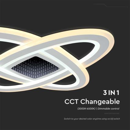 Светодиодный потолочный светильник с регулированием яркости LED/130W/230V 3000-6500K 62x62 см + дистанционное управление