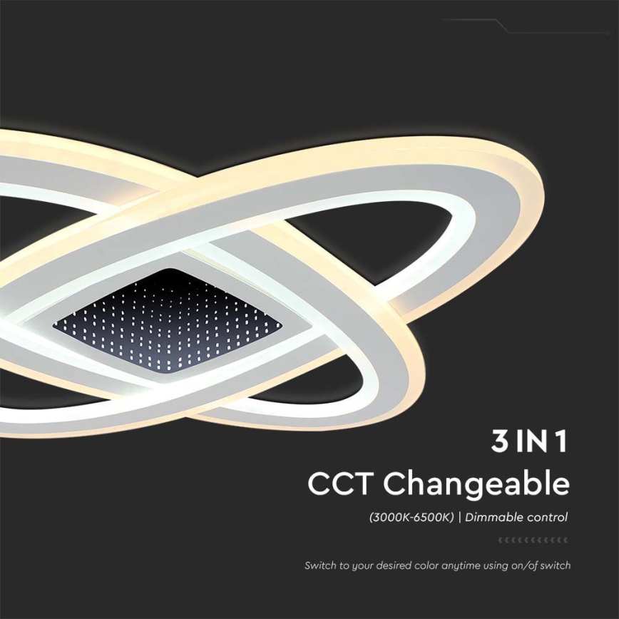 Светодиодный потолочный светильник с регулированием яркости LED/130W/230V 3000-6500K 62x62 см + дистанционное управление