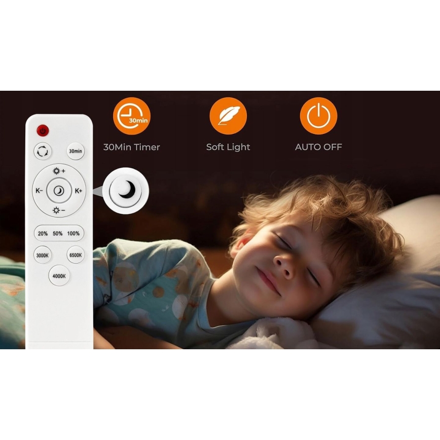 Светодиодный потолочный светильник с регулированием яркости LED/30W/230V 3000-6500K диаметр 30 см черный + дистанционное управление