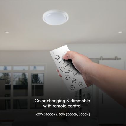 Светодиодный потолочный светильник с регулированием яркости LED/60W/230V 3000-6500K 49,2 см белый + дистанционное управление