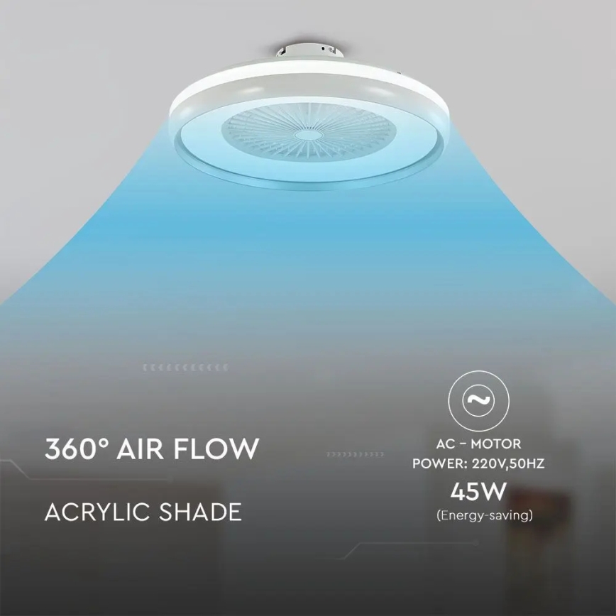 Светодиодный потолочный светильник с вентилятором LED/45W/230V 3000/4000/6500K серый + дистанционное управление