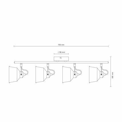 Светодиодный потолочный накладной светильник 4xE14/8W/230V