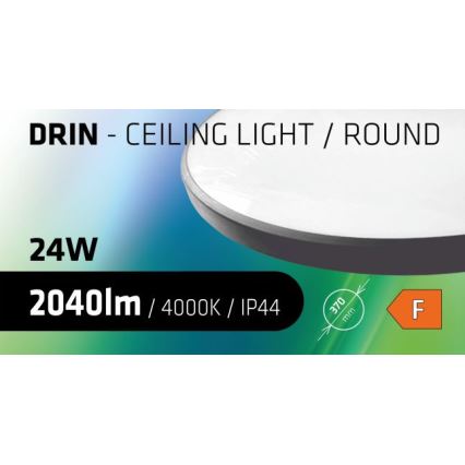 Светодиодный потолочный светильник для ванной комнаты CIRCLE LED/24W/230V 4000K диаметр 37 см IP44 черный