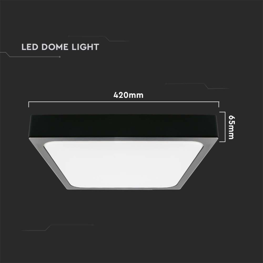 Светодиодный потолочный светильник для ванной комнаты LED/30W/230V 6500K IP44 42x42 см черный