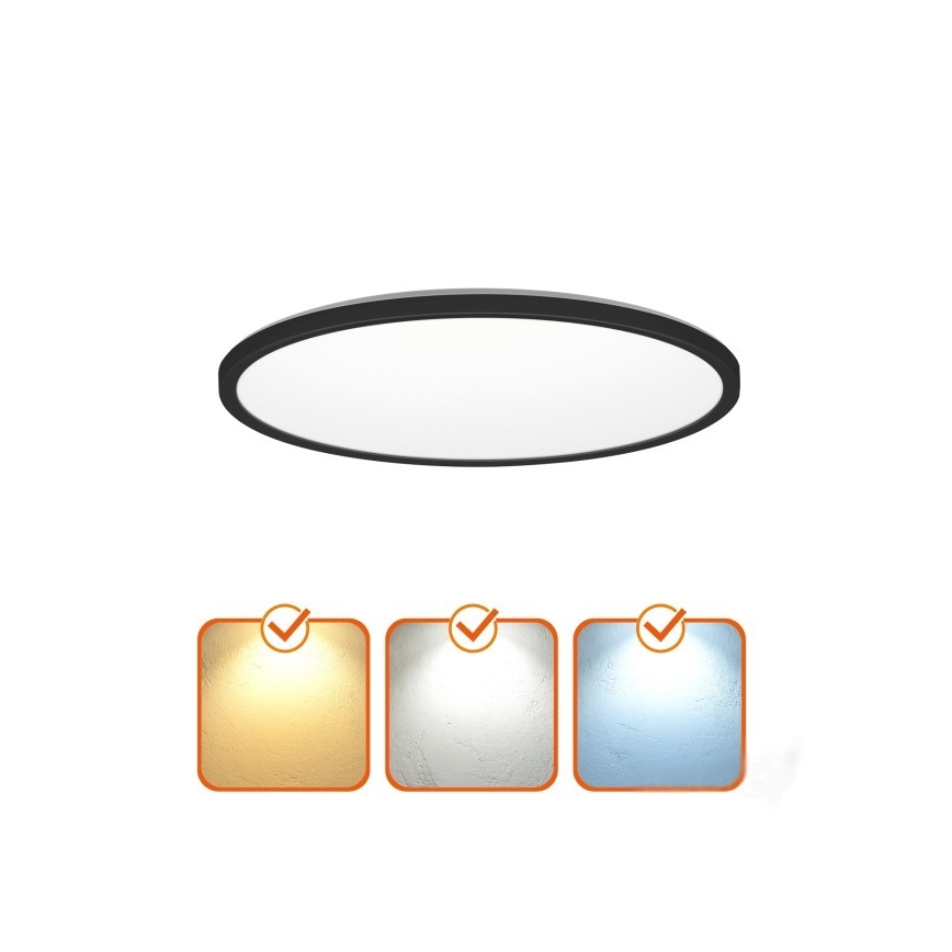 Светодиодный потолочный светильник для ванной комнаты NIVERA LED/32W/230V IP54 3000/4000/6000K диаметр 42 см черный