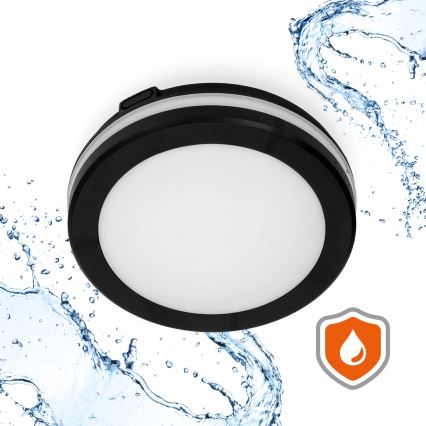 Светодиодный потолочный светильник для ванной комнаты с датчиком LED/12W/230V 3000/4000/6500K IP65 диаметр 20 см черный + дистанционное управление