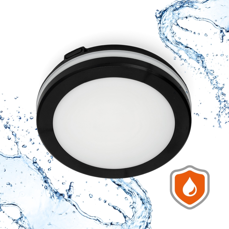 Светодиодный потолочный светильник для ванной комнаты с датчиком LED/12W/230V 3000/4000/6500K IP65 диаметр 20 см черный + дистанционное управление