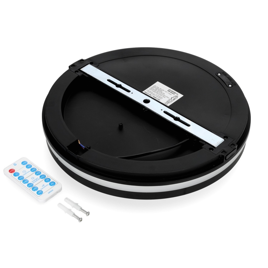 Светодиодный потолочный светильник для ванной комнаты с датчиком LED/18W/230V 3000/4000/6500K IP65 диаметр 30 см черный + дистанционное управление