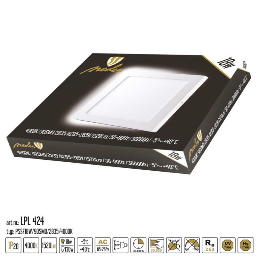Светодиодный потолочный светильник LED/18W/230V 4000K 22,5x22,5 см