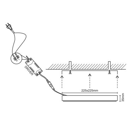 Светодиодный потолочный светильник LED/18W/230V 4000K 22,5x22,5 см