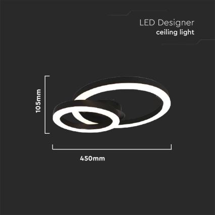 Светодиодный потолочный светильник LED/20W/230V 3000K черный